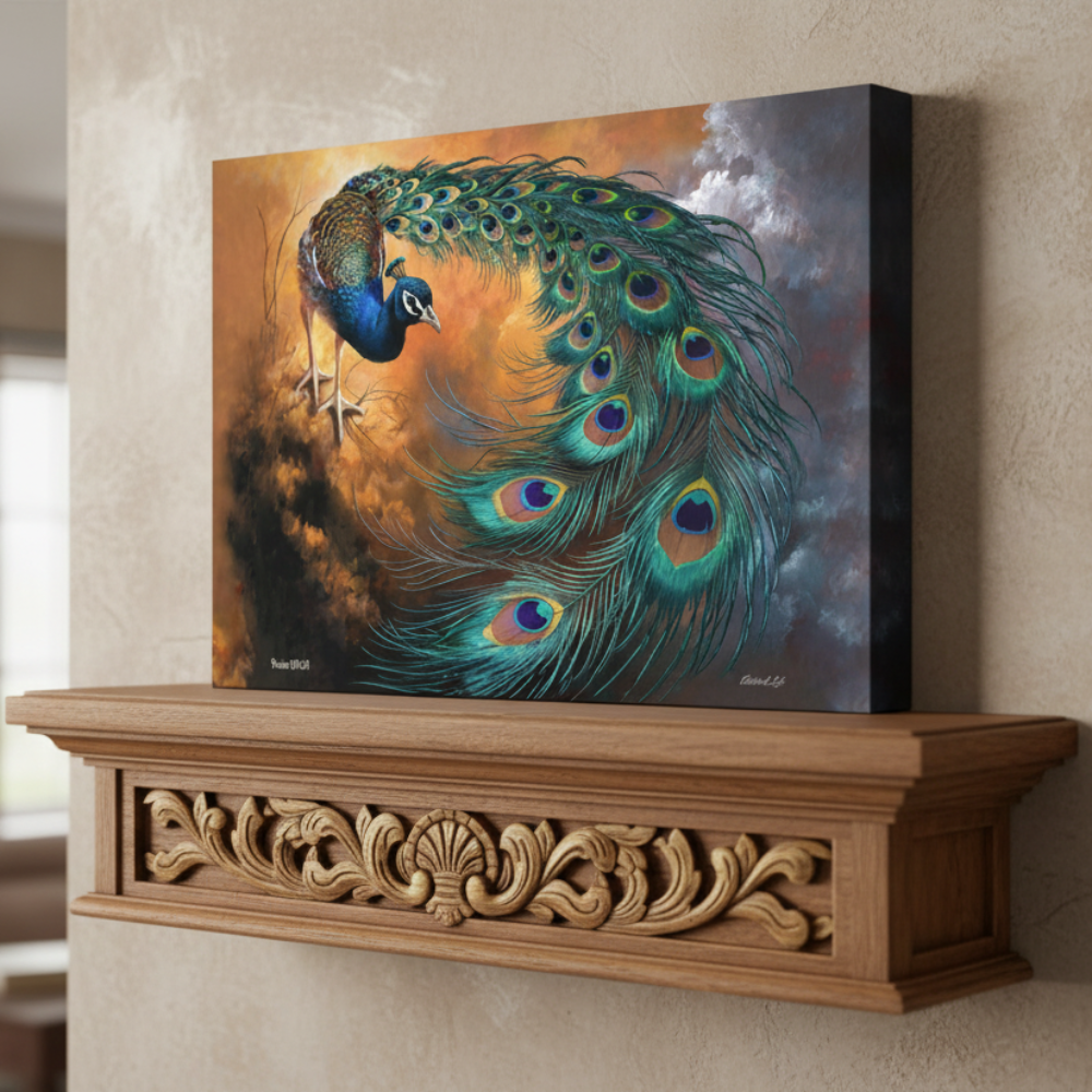 Peacock canvas art print - a vibrant and elegant statement Peacock art piece