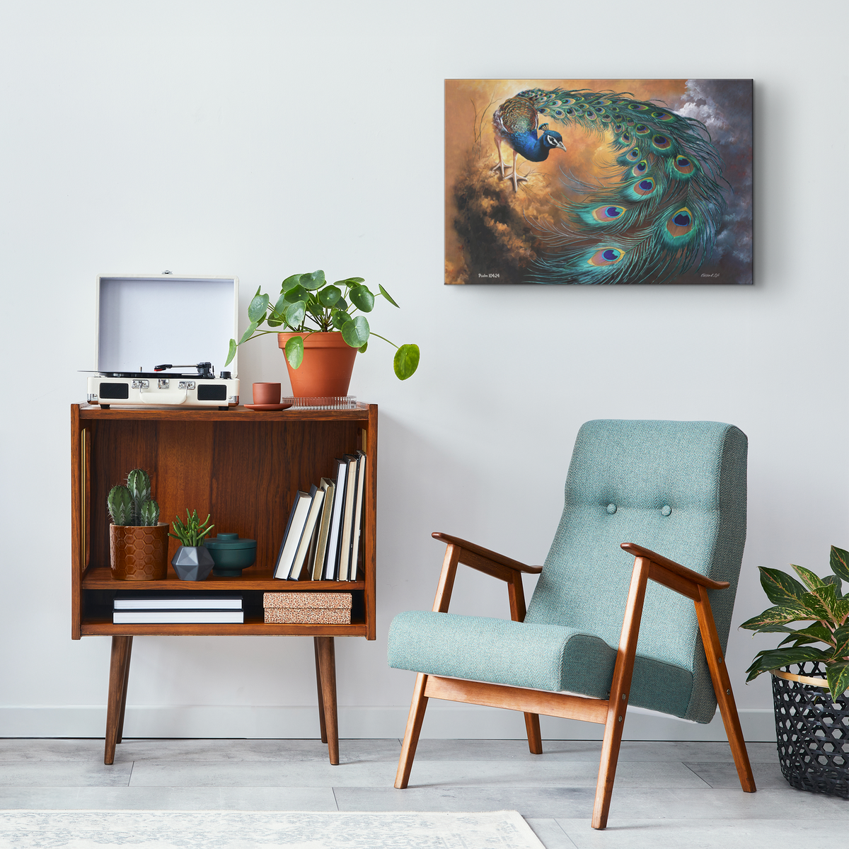 Peacock canvas art print - a vibrant and elegant statement Peacock art piece