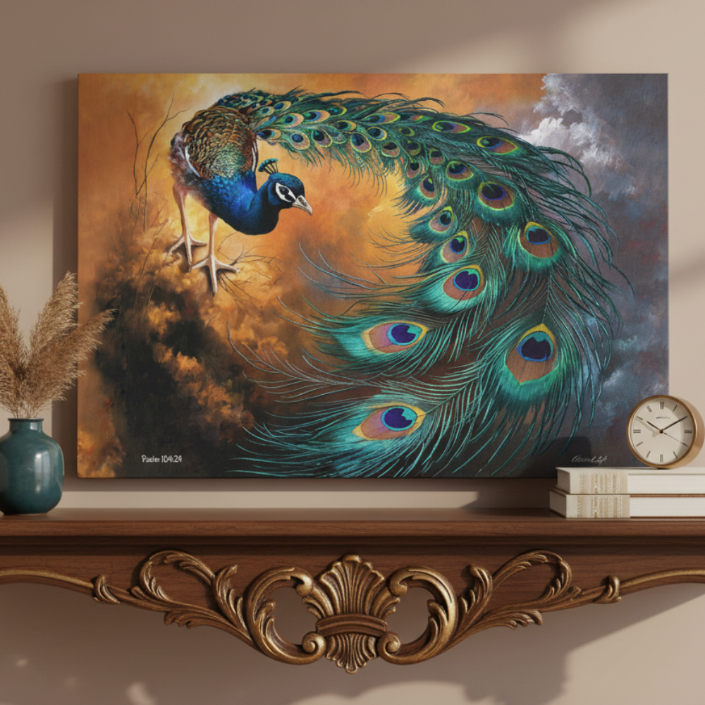 Peacock canvas art print - a vibrant and elegant statement Peacock art piece