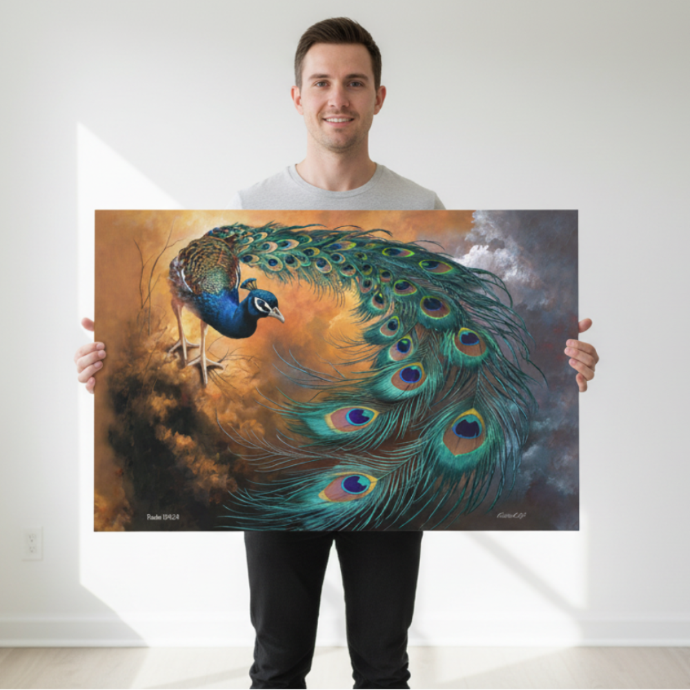 Peacock canvas art print - a vibrant and elegant statement Peacock art piece