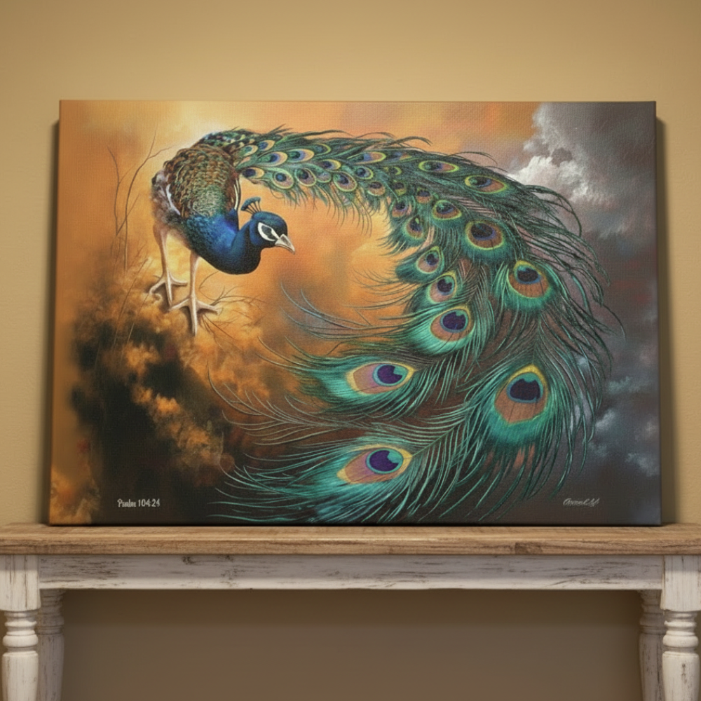 Peacock canvas art print - a vibrant and elegant statement Peacock art piece