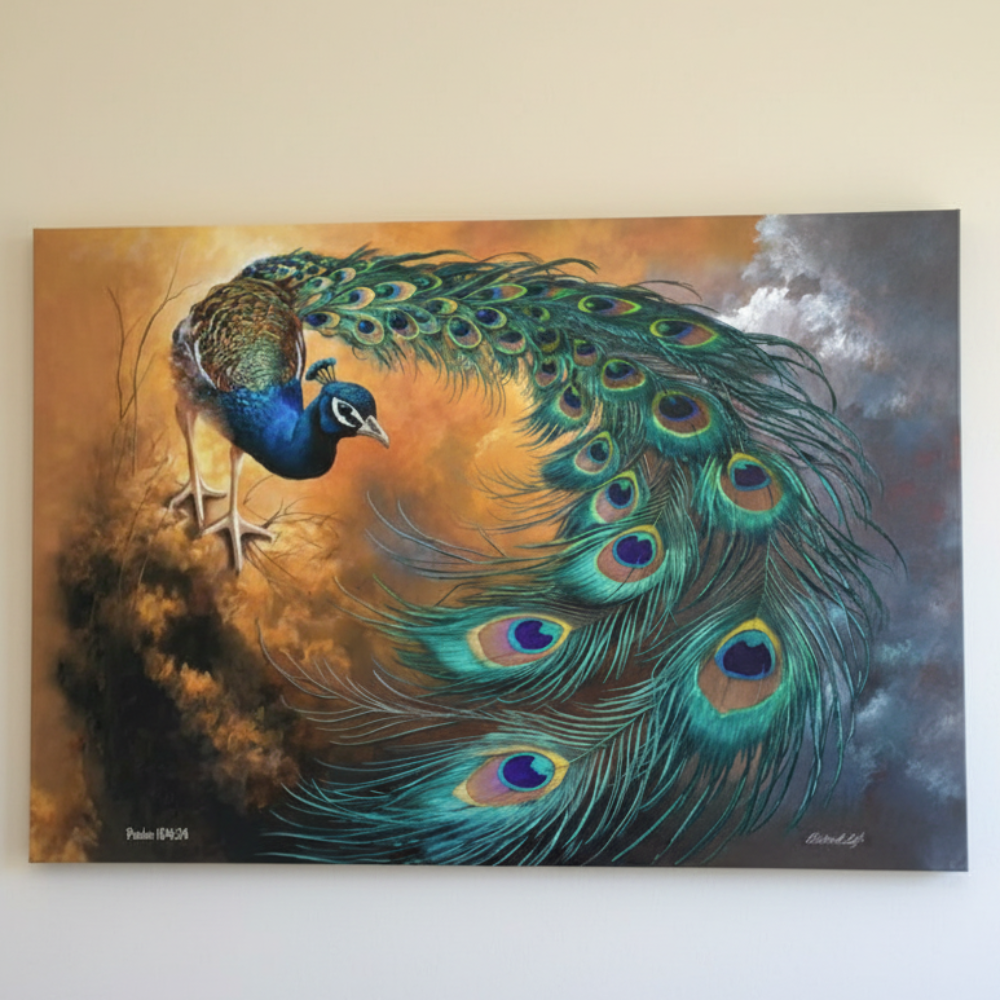 Peacock canvas art print - a vibrant and elegant statement Peacock art piece