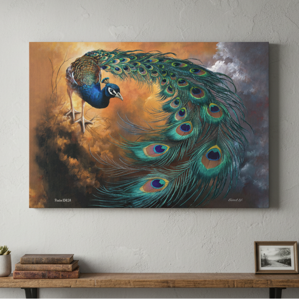 Peacock canvas art print - a vibrant and elegant statement Peacock art piece