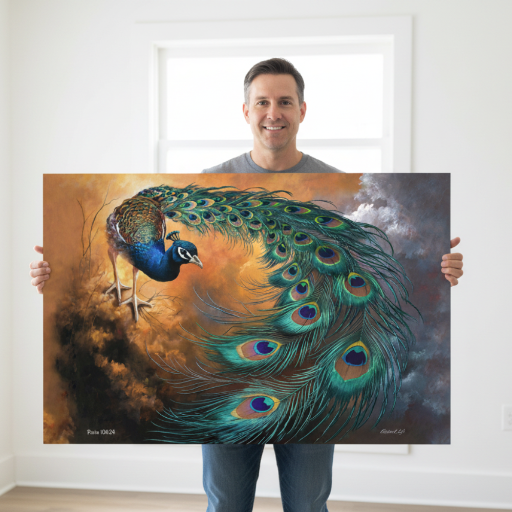 Peacock canvas art print - a vibrant and elegant statement Peacock art piece