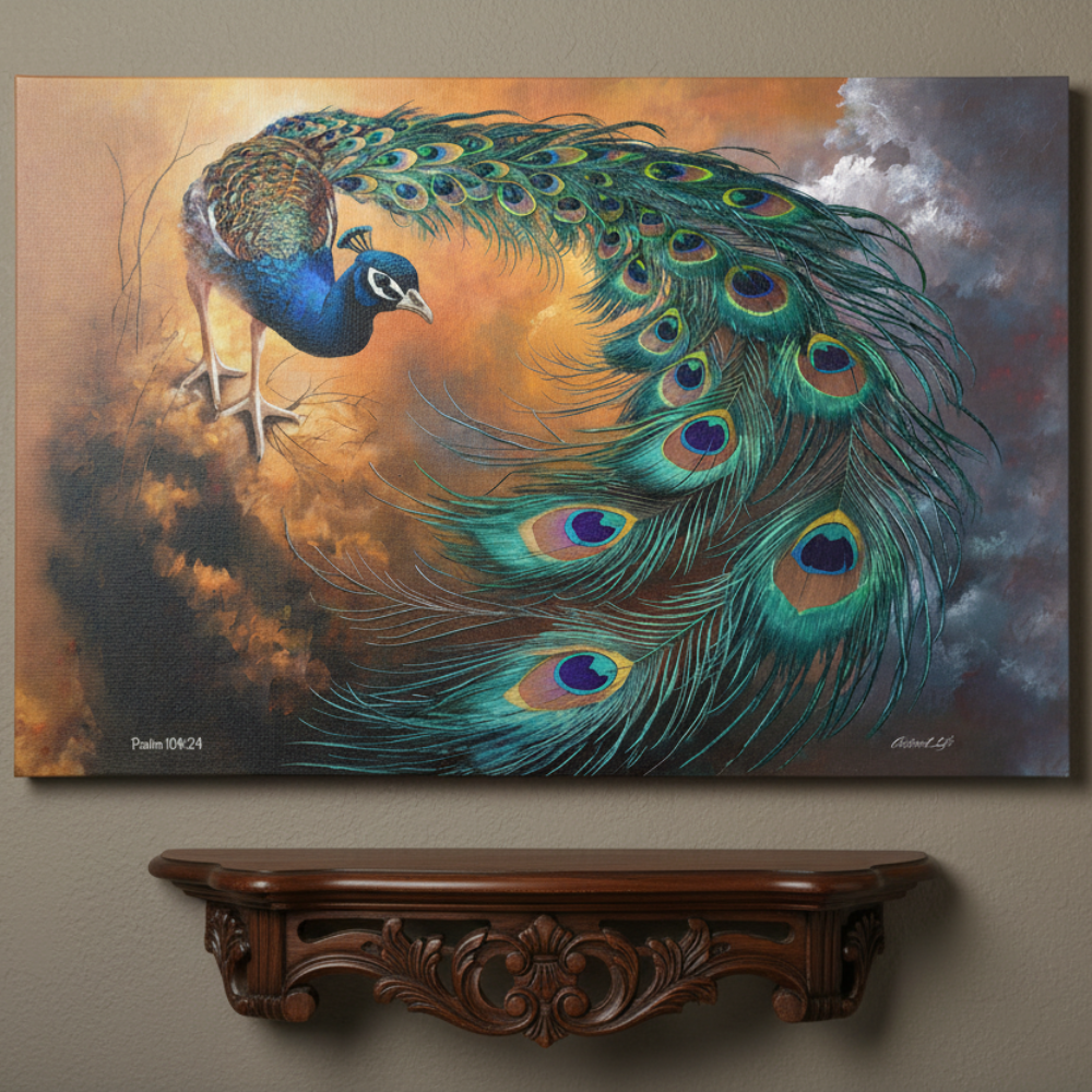 Peacock canvas art print - a vibrant and elegant statement Peacock art piece