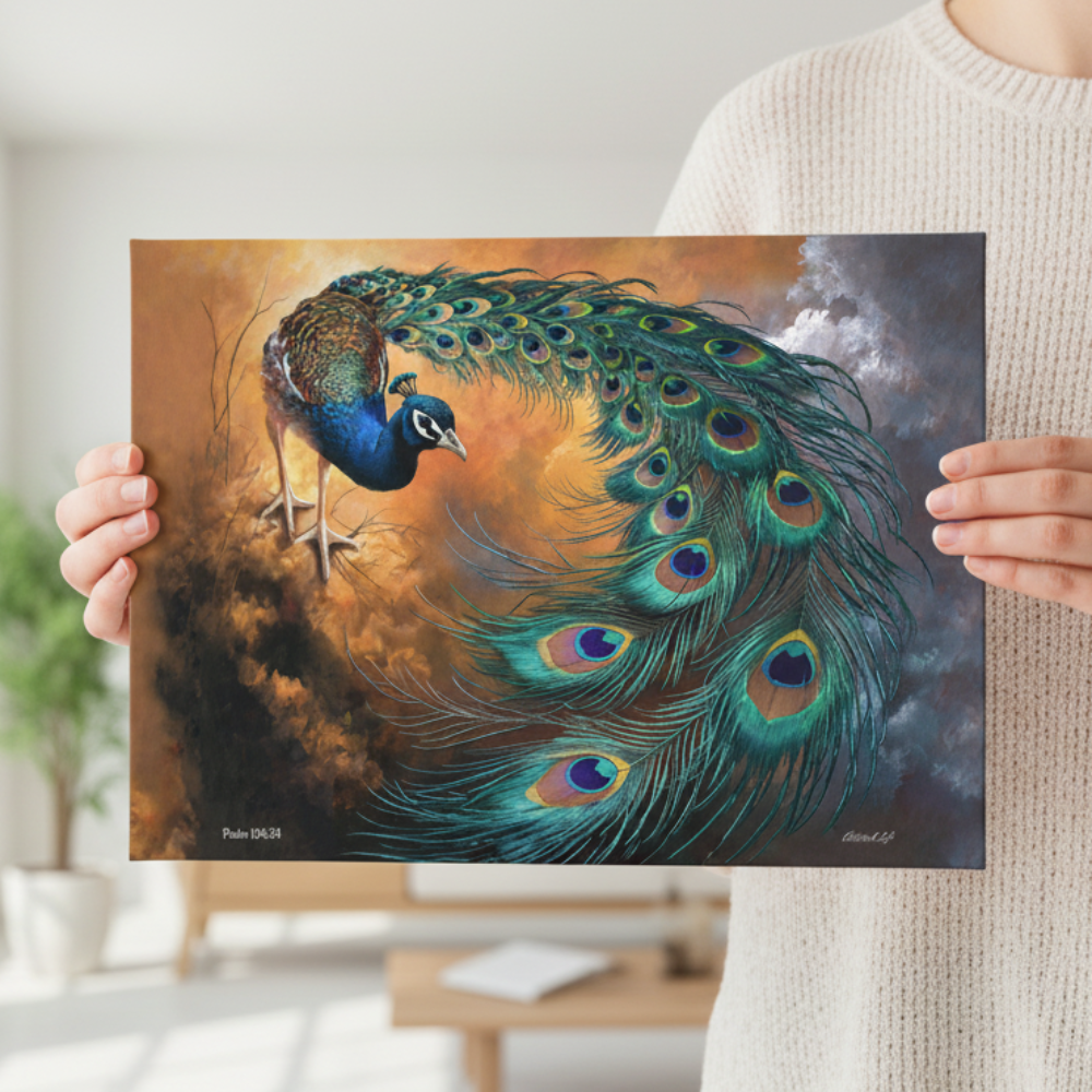 Peacock canvas art print - a vibrant and elegant statement Peacock art piece