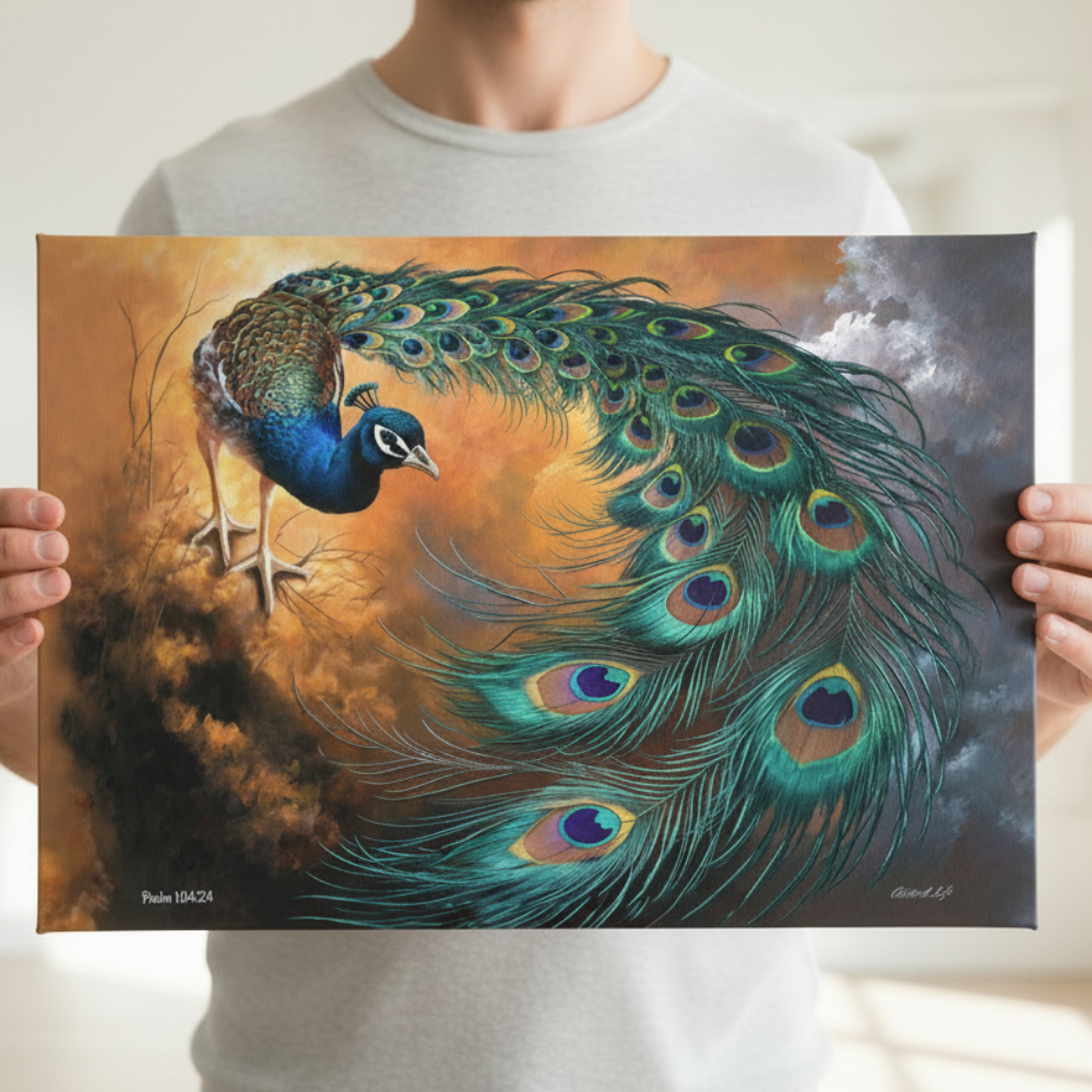 Peacock canvas art print - a vibrant and elegant statement Peacock art piece