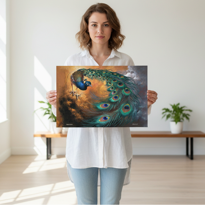 Peacock canvas art print - a vibrant and elegant statement Peacock art piece