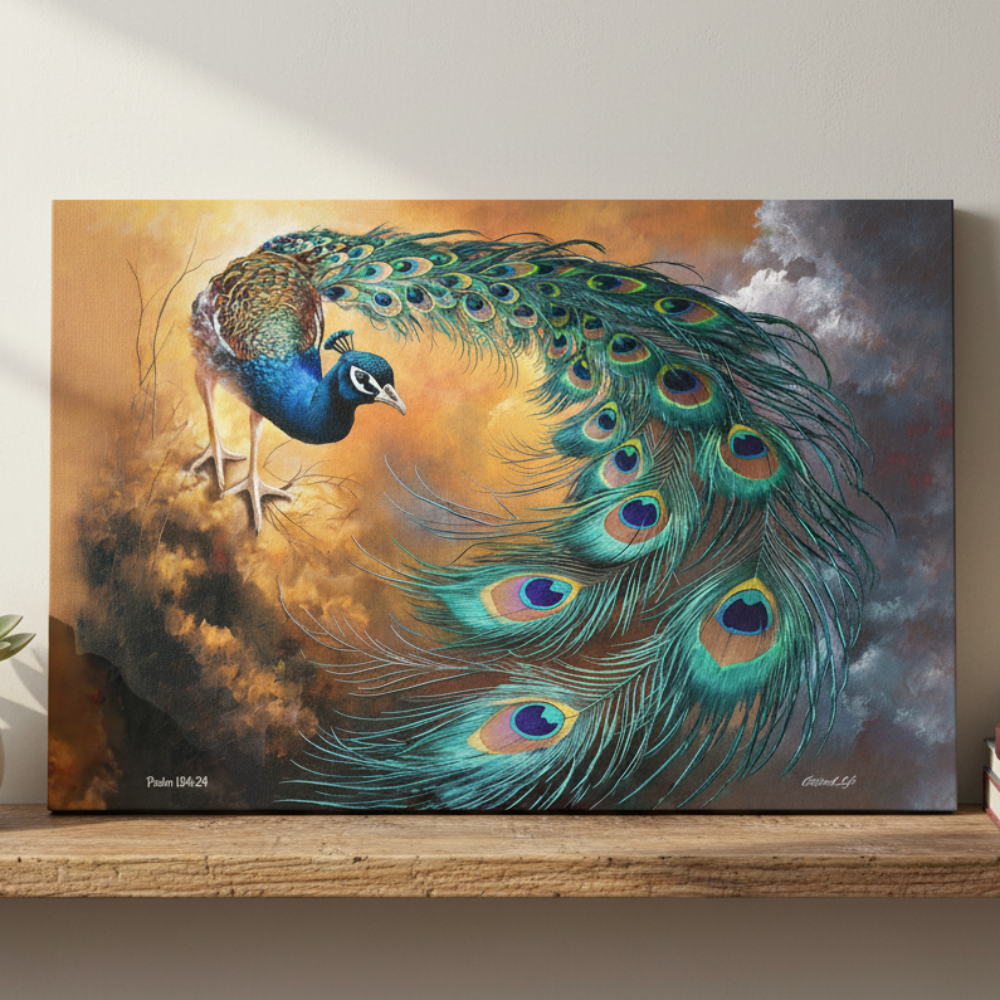 Peacock canvas art print - a vibrant and elegant statement Peacock art piece