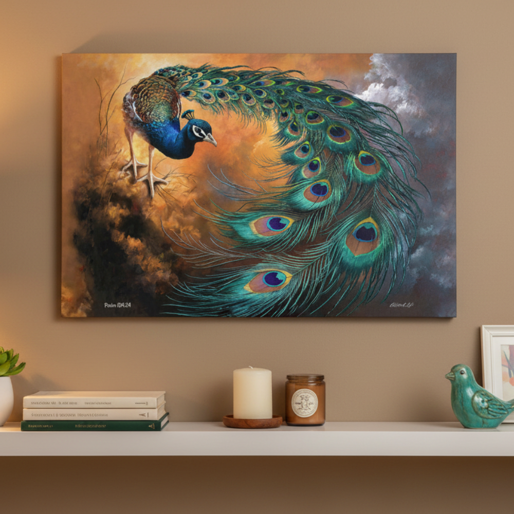 Peacock canvas art print - a vibrant and elegant statement Peacock art piece