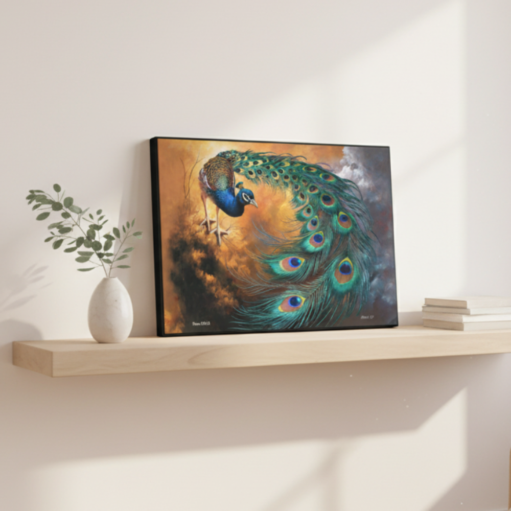 Peacock canvas art print - a vibrant and elegant statement Peacock art piece