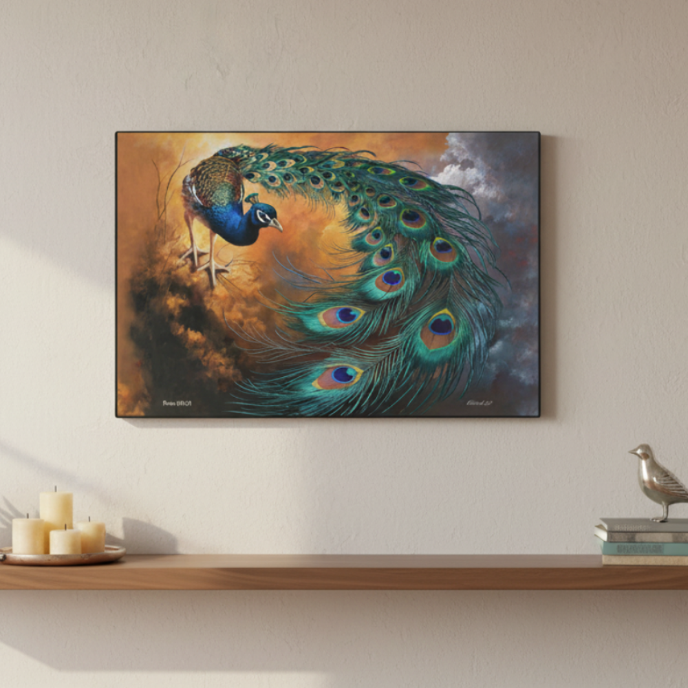 Peacock canvas art print - a vibrant and elegant statement Peacock art piece