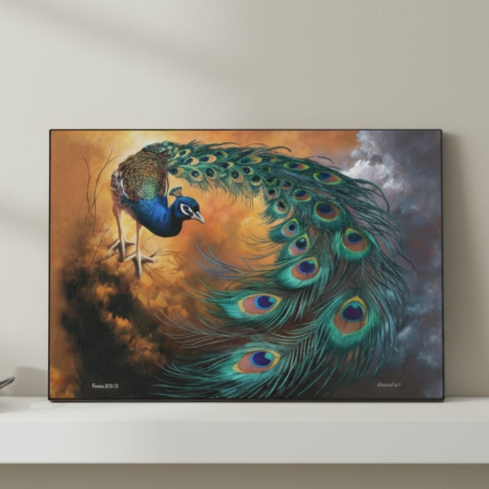 Peacock canvas art print - a vibrant and elegant statement Peacock art piece