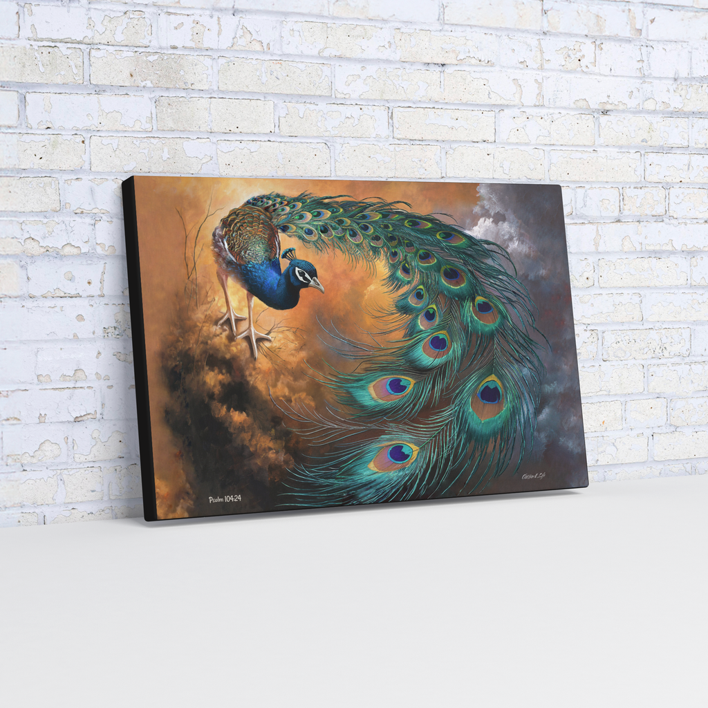 Peacock canvas art print - a vibrant and elegant statement Peacock art piece