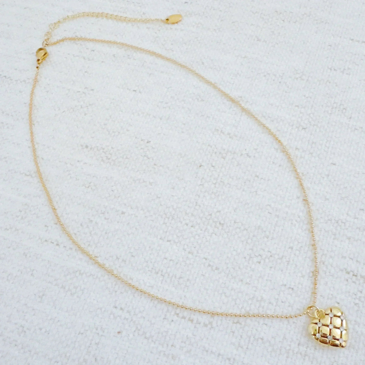 Quilted Luxe Heart Charm Necklace