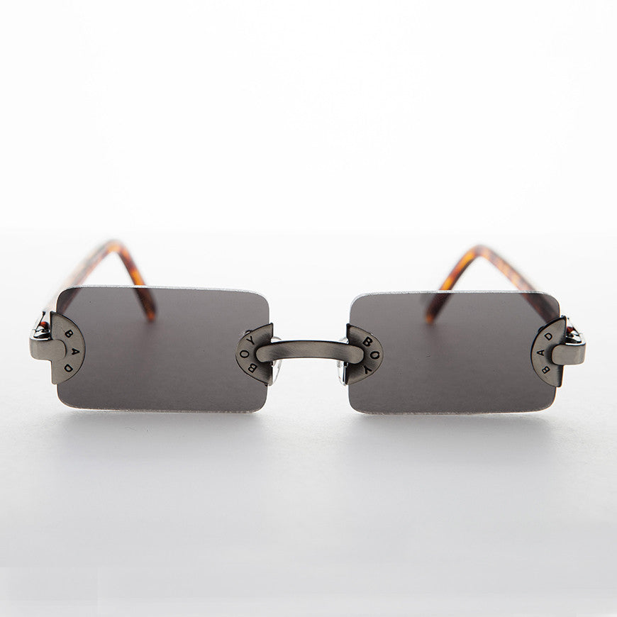 90s Vintage Rectangle Rimless Punk Goth Sunglass - Rebel 1