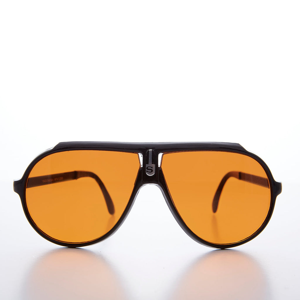 Simple Pilot Sunglasses with Orange Lenses - Rocky