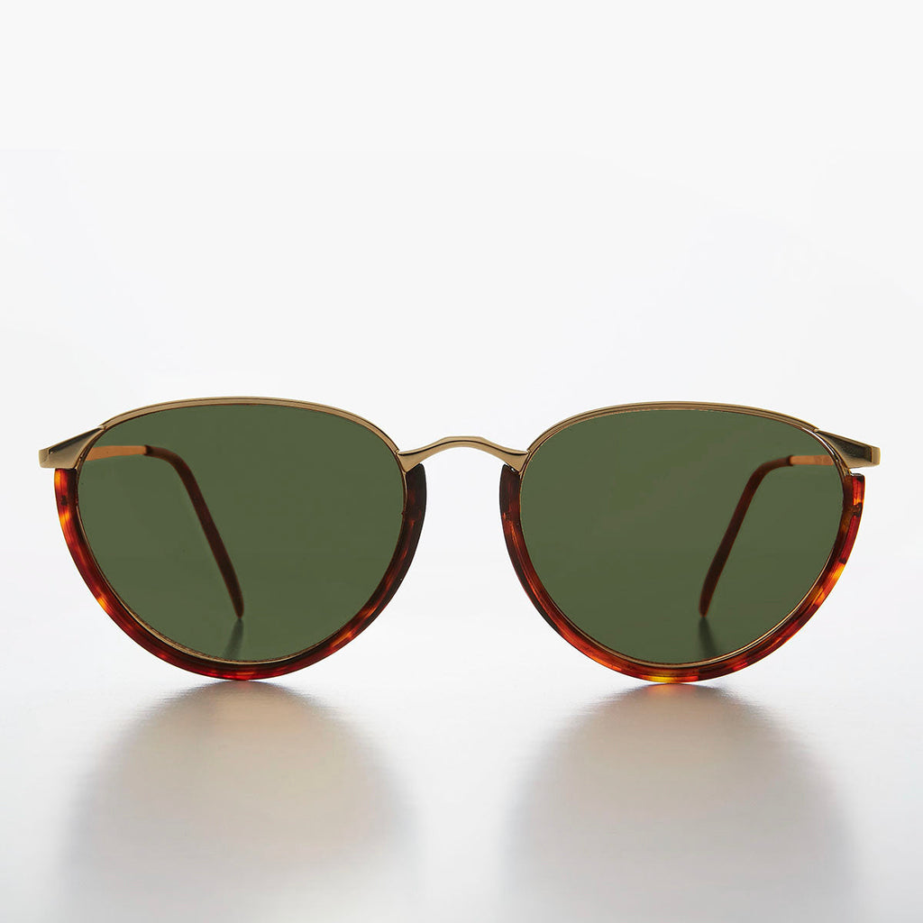 Women's Gold Brow Line 80s Vintage Sunglass - Roxie