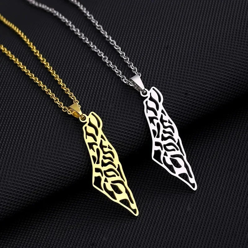 Palestine Map Necklace - Stainless Steel Pendant - Hypoallergenic & Dainty