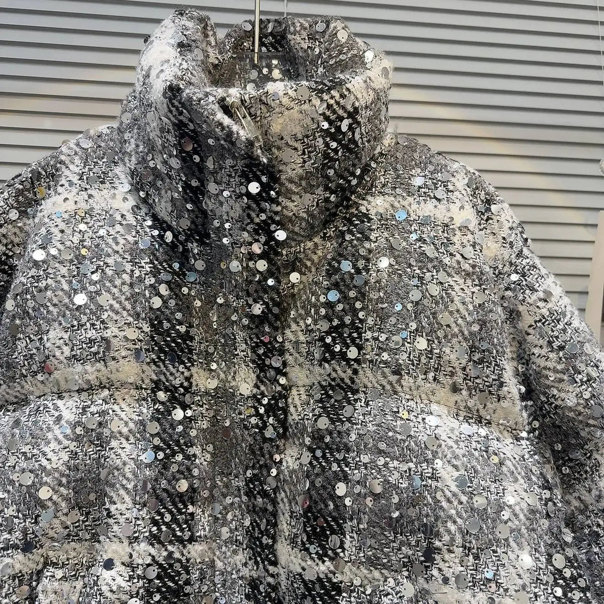 Frostbite Sequin Turtleneck Puffer Jacket – Winter Luxe Collection