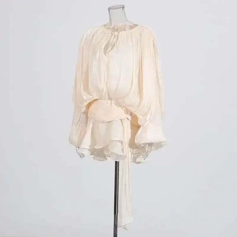 Women's A-Line Mini Dress with Long Sleeves & Empire Waist