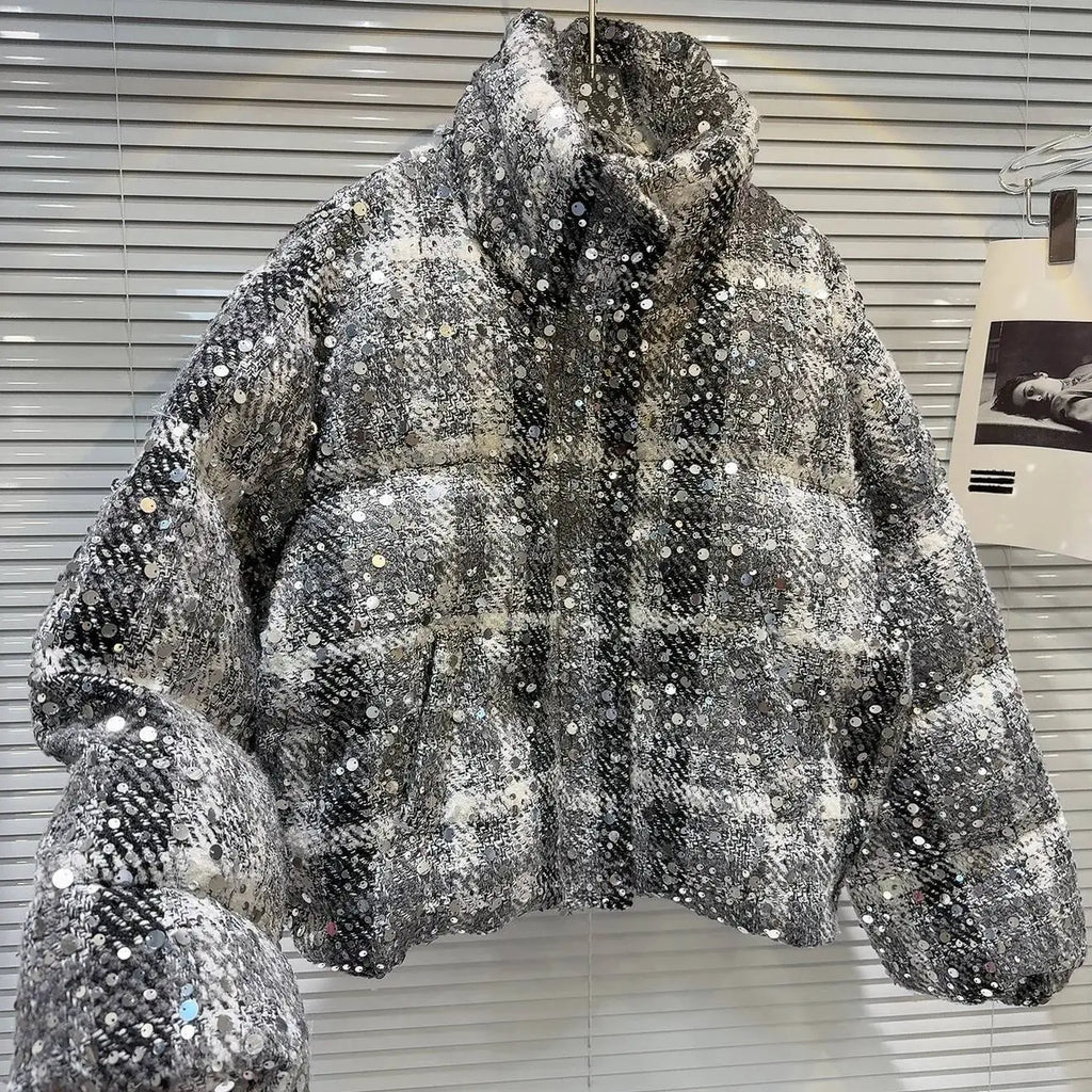 Frostbite Sequin Turtleneck Puffer Jacket – Winter Luxe Collection