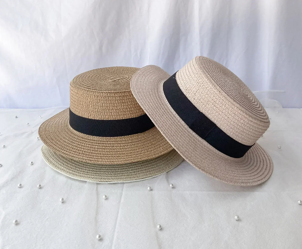 Korean Summer Men's and Women's Top Hats Straw Hats Sunshade Sunscreen Hats Beach Vacation Travel Hat