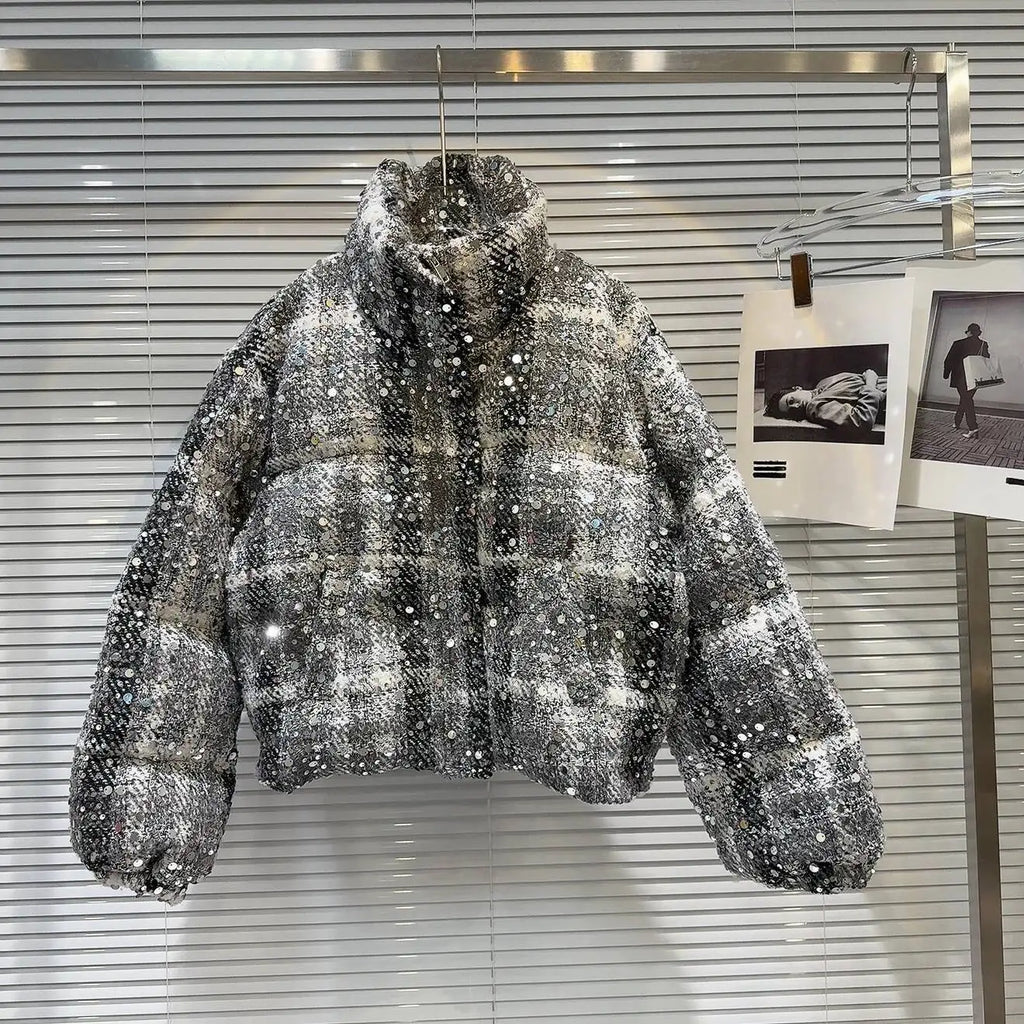 Frostbite Sequin Turtleneck Puffer Jacket – Winter Luxe Collection