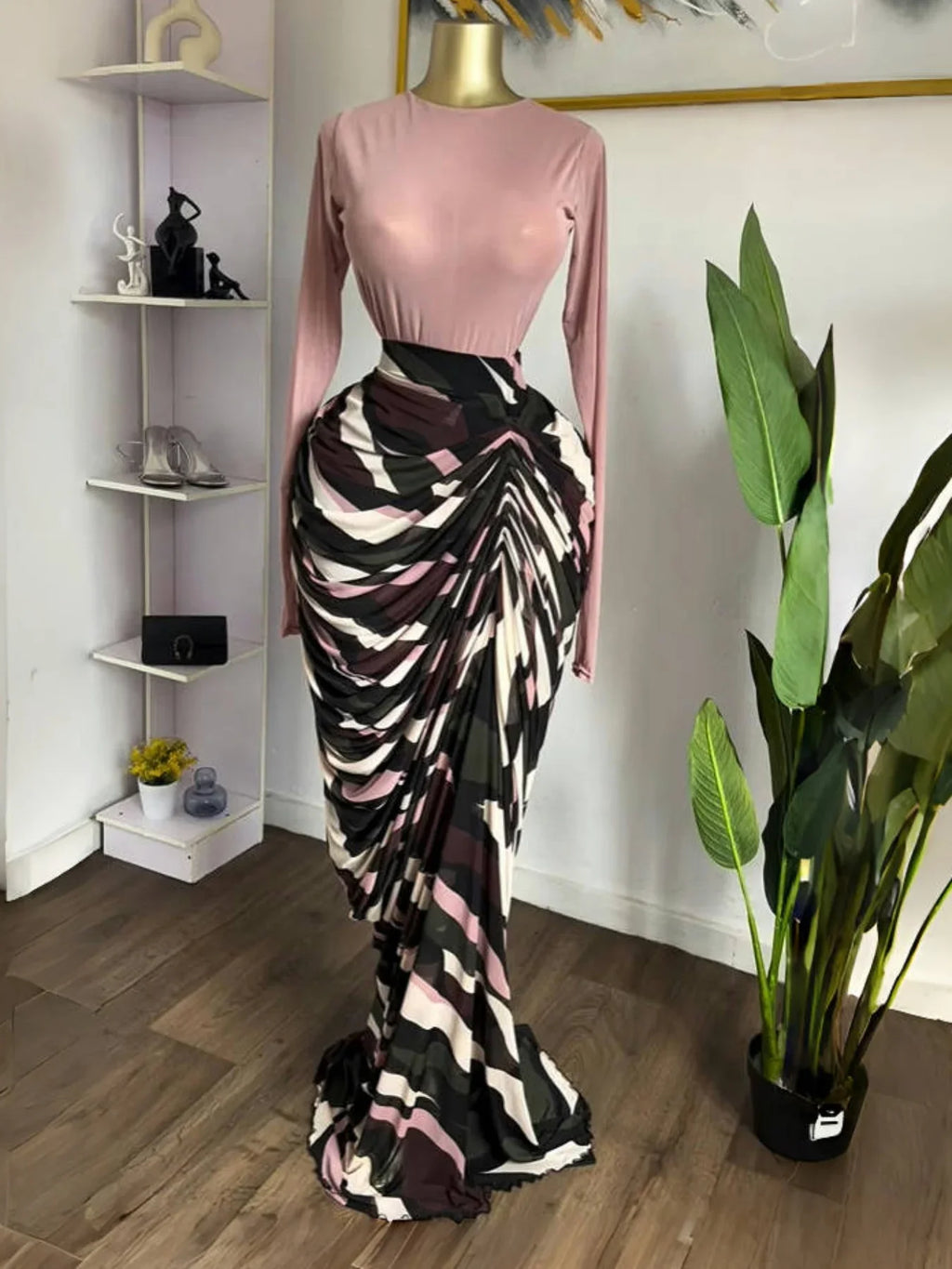 Sculpted Mirage Draped Maxi Dress