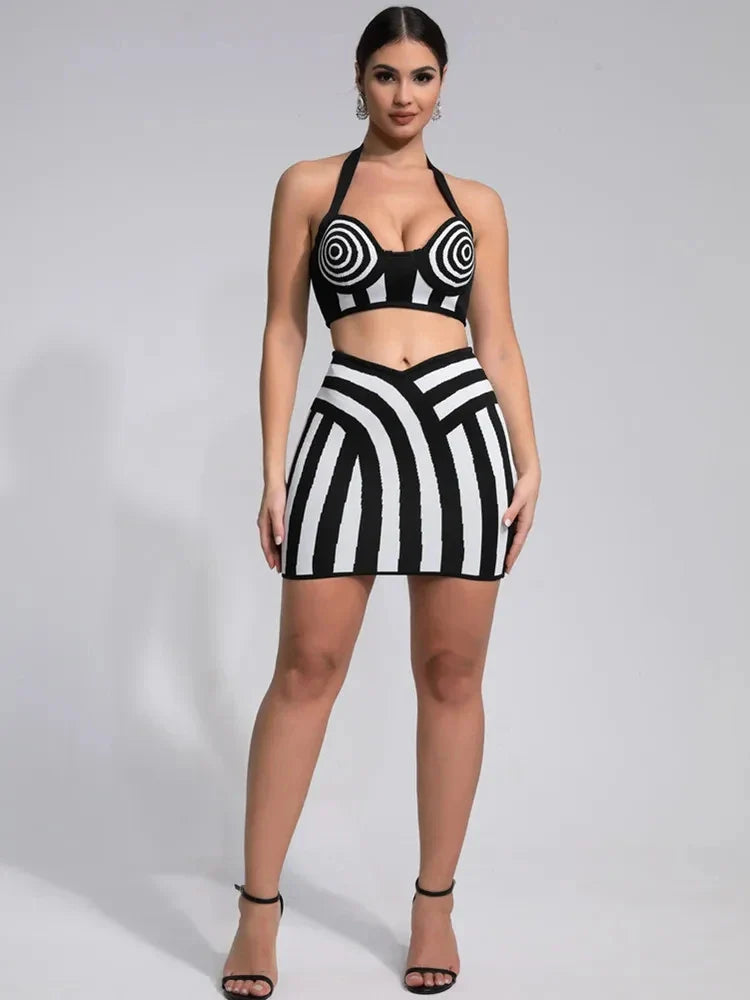 Optical Illusion Halter Bandage 2-Piece Set