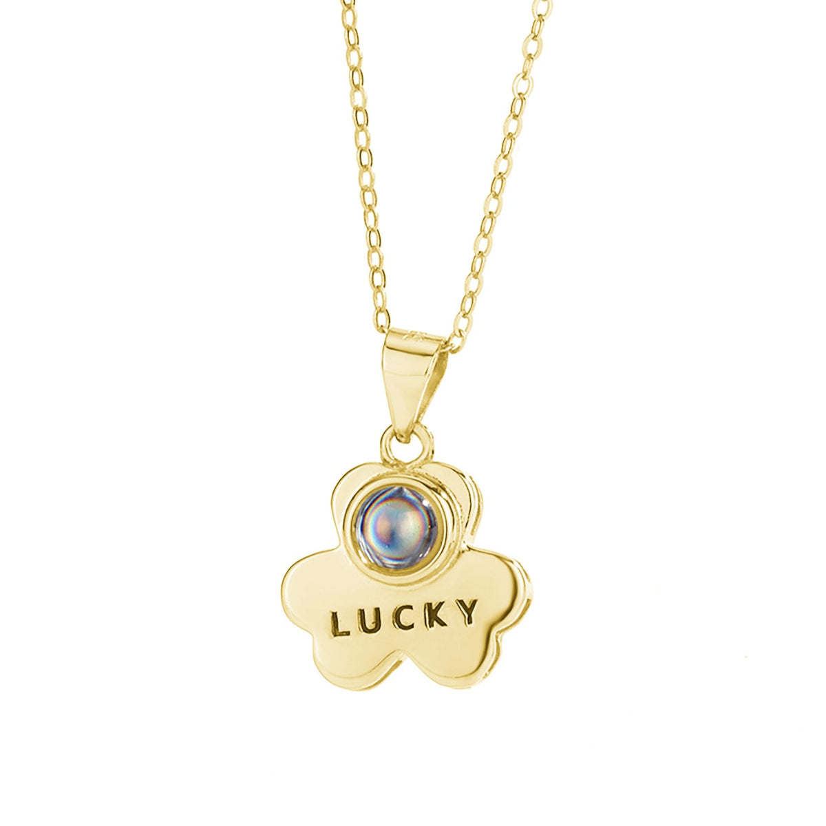 Customizable Photo Bear Projection Necklace Silver Shiny Necklace