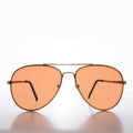Classic Metal Aviator Vintage Sunglasses with Copper Lenses - Sarge