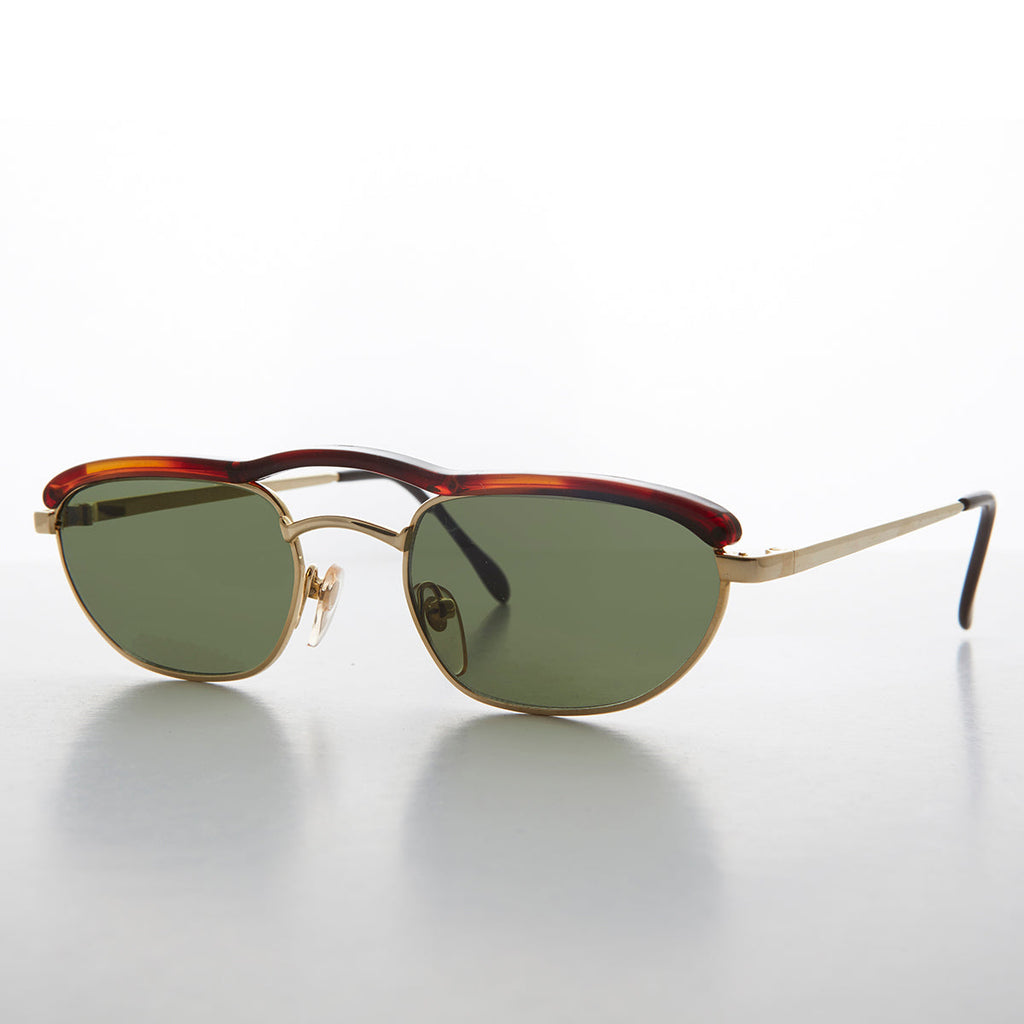 Unique Rare Brow Bar Oval Aviator Vintage Sunglass - Simone