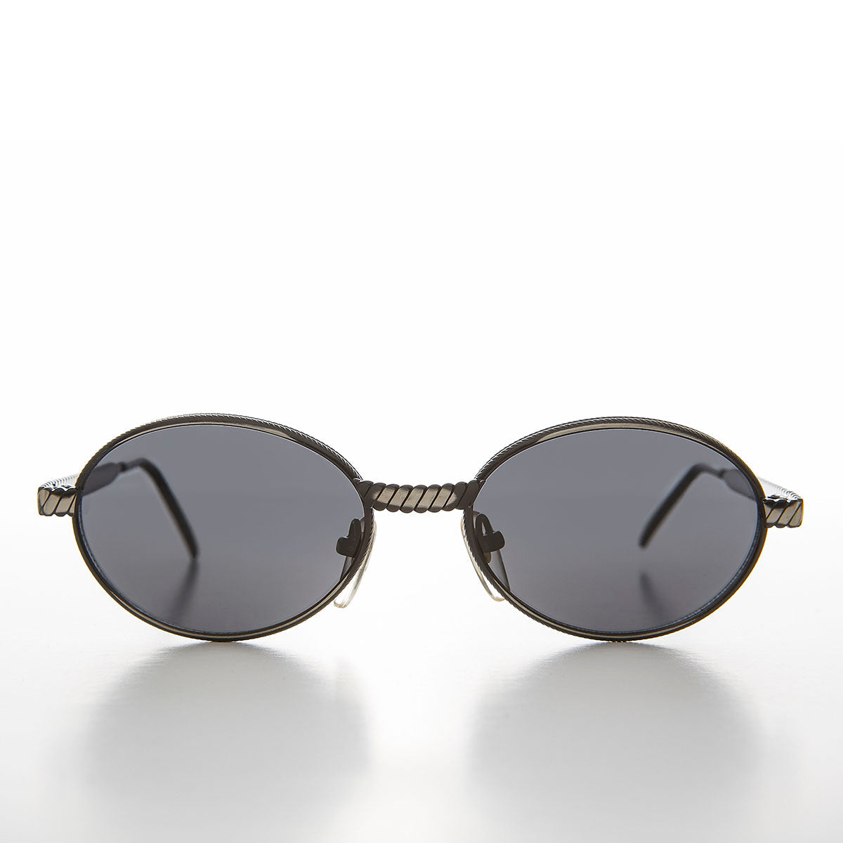 Oval 90s Vintage Sunglass with Metal Rope Design - Snuff