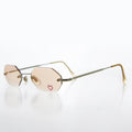 Heart Rhinestone Rimless Vintage Sunglasses - Splashy