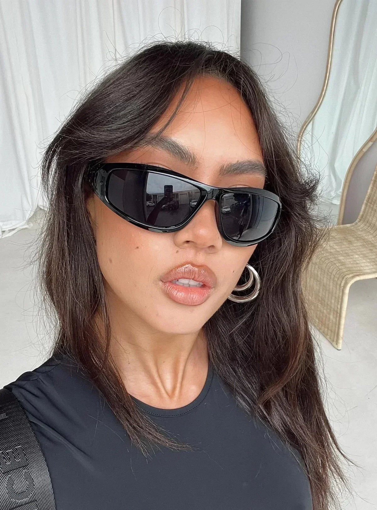 Unique Y2K Designer Luxury Sunglasses Women Rectangle Big Frame Sun Glasses For Men Outdoor UV Protection Classic 2000S Black Sh