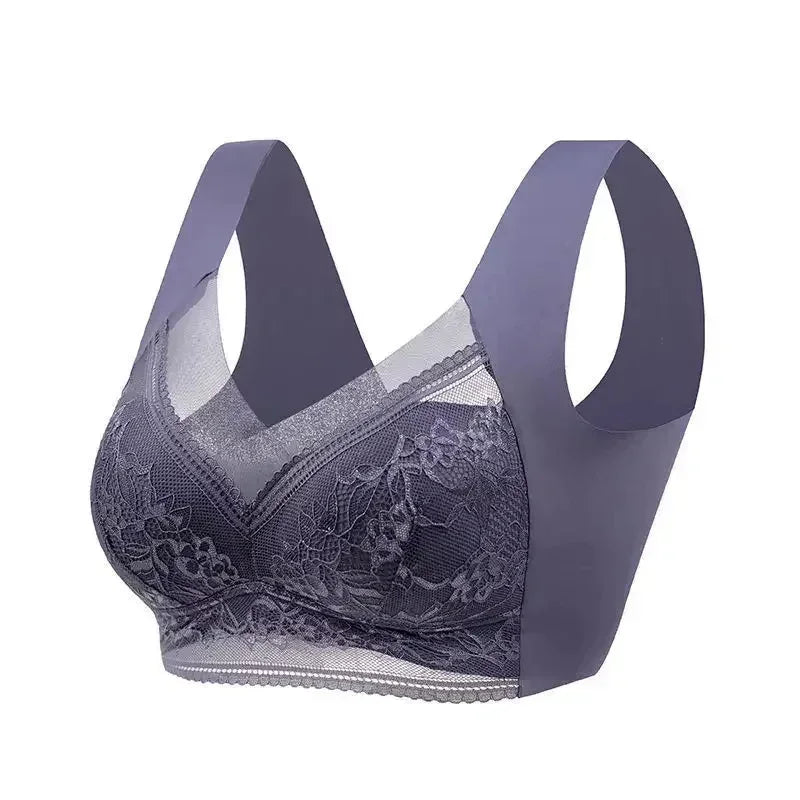 L-5XL Women Large Bra Push Up Ice Silk Seamless upper Bralette Lace Wireless Summer Bras Plus Size Top Lingerie Underwear 15019