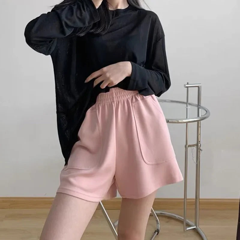 High Waist Pants With Pocket Yoga Shorts Women Sports Short Bottoms