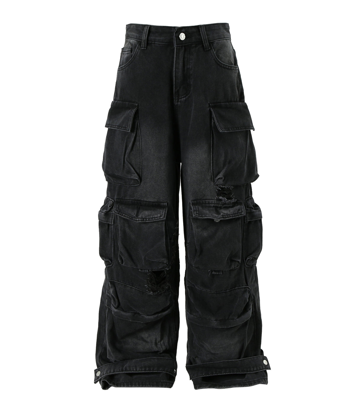 NOIR DISTRESSED CARGO DENIM