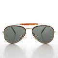 Metal Aviator Vintage Sunglass with Brow Bar - Vega