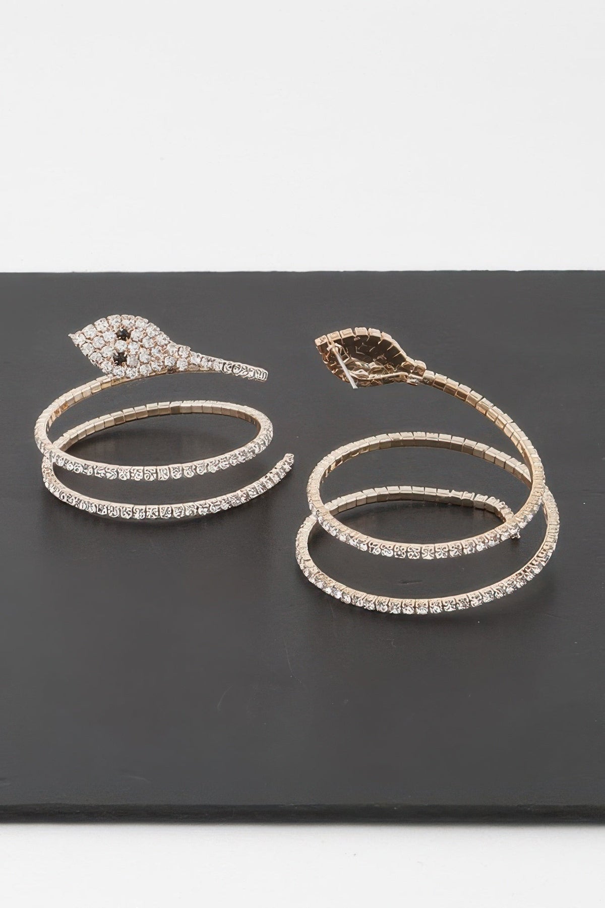 Twin Rhinestone Snake Earrings