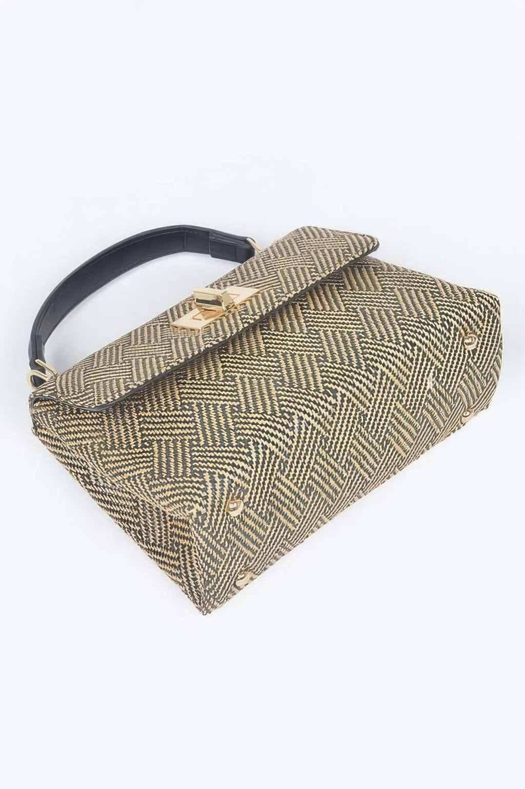 Faux Straw Top Handle Bag