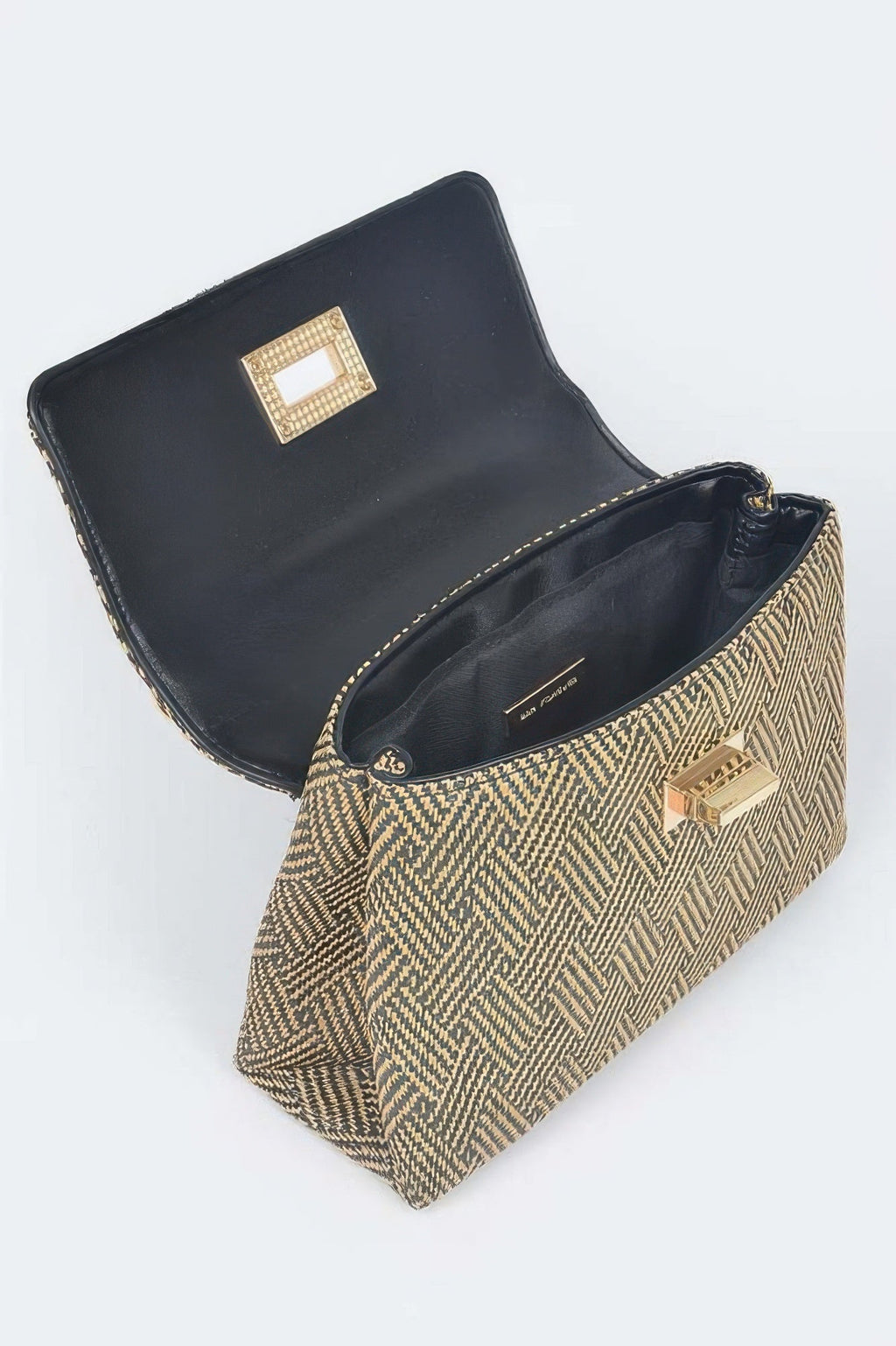 Faux Straw Top Handle Bag