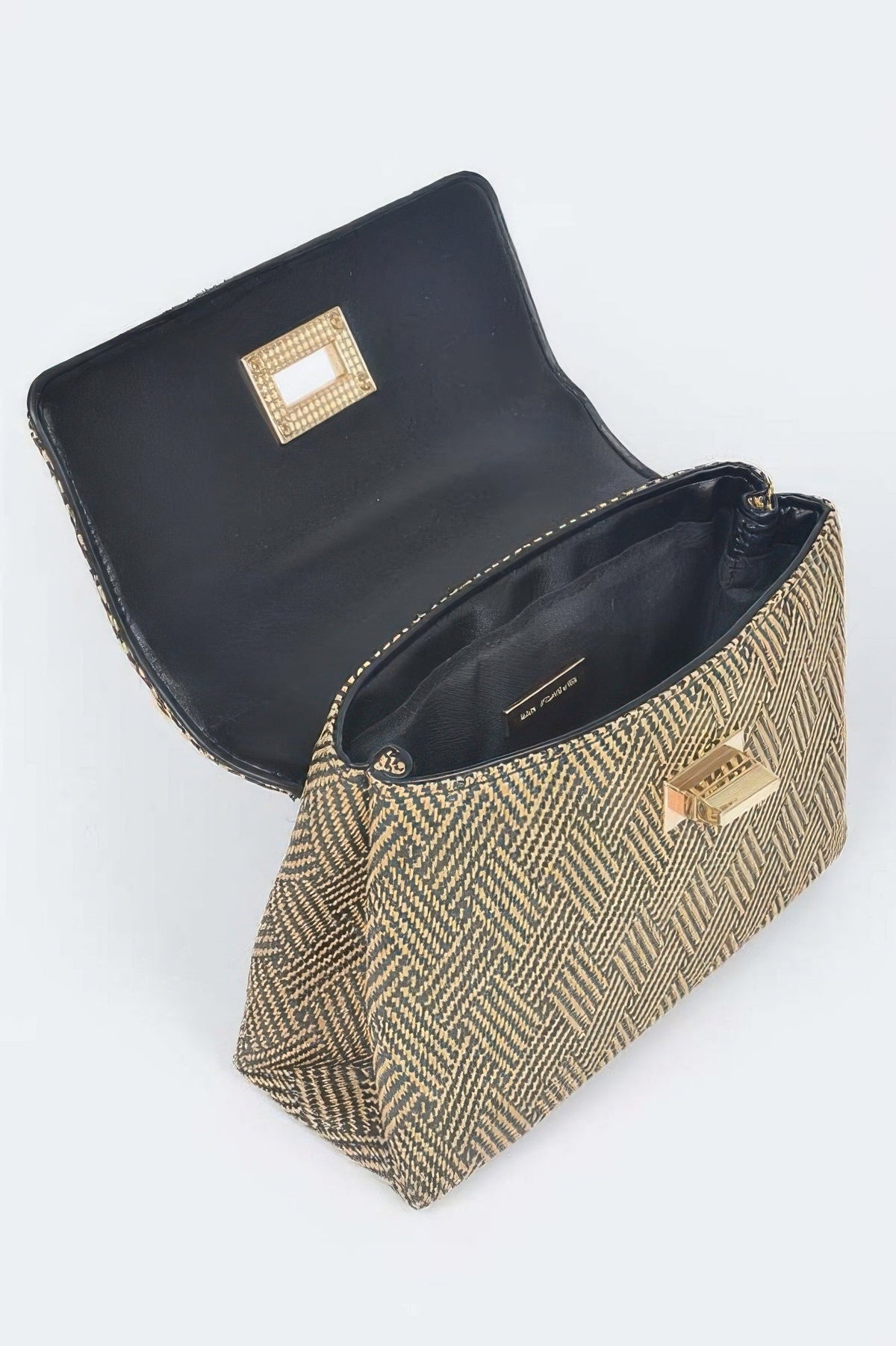 Faux Straw Top Handle Bag
