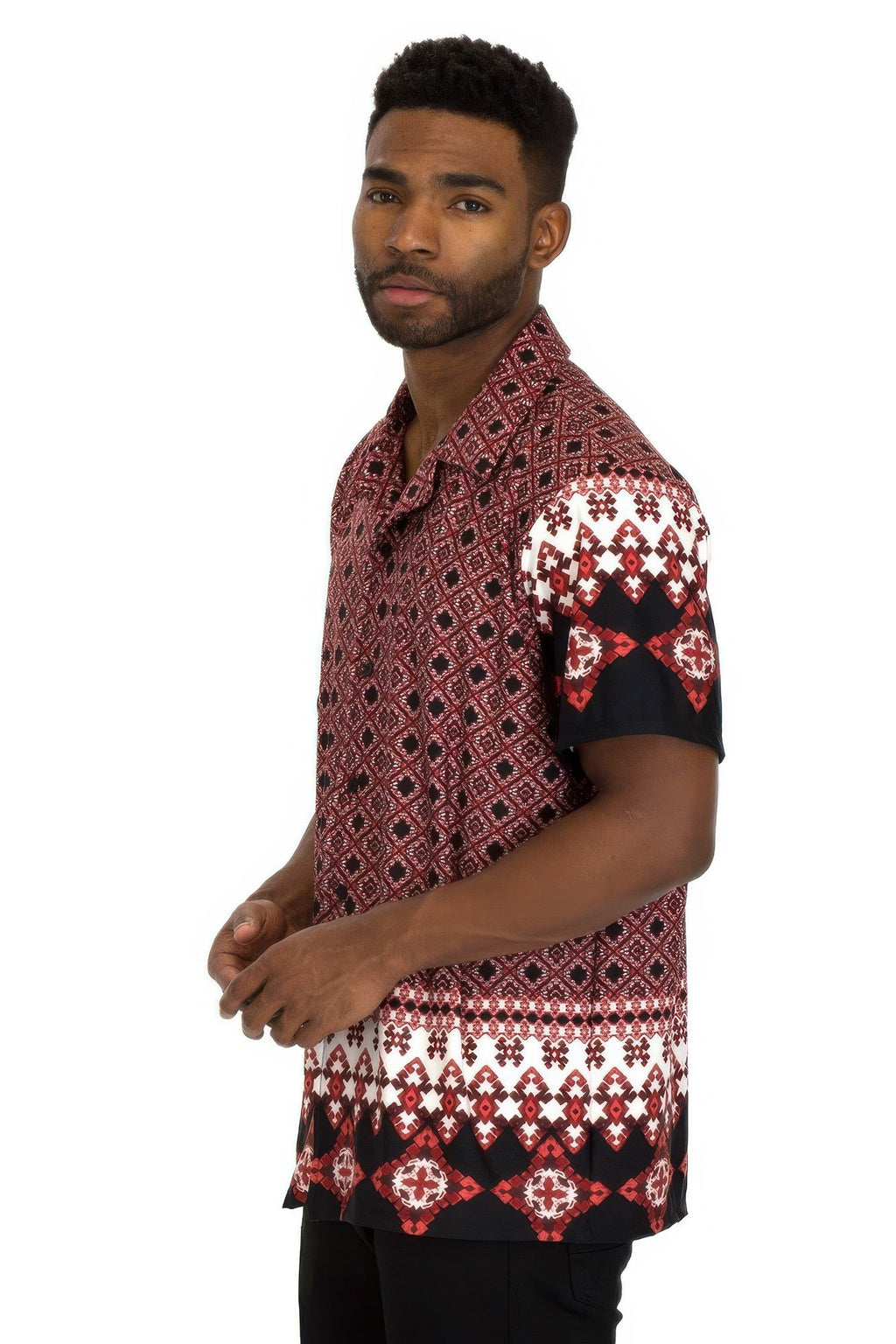 Cuban Collar Cut Button Down Shirt