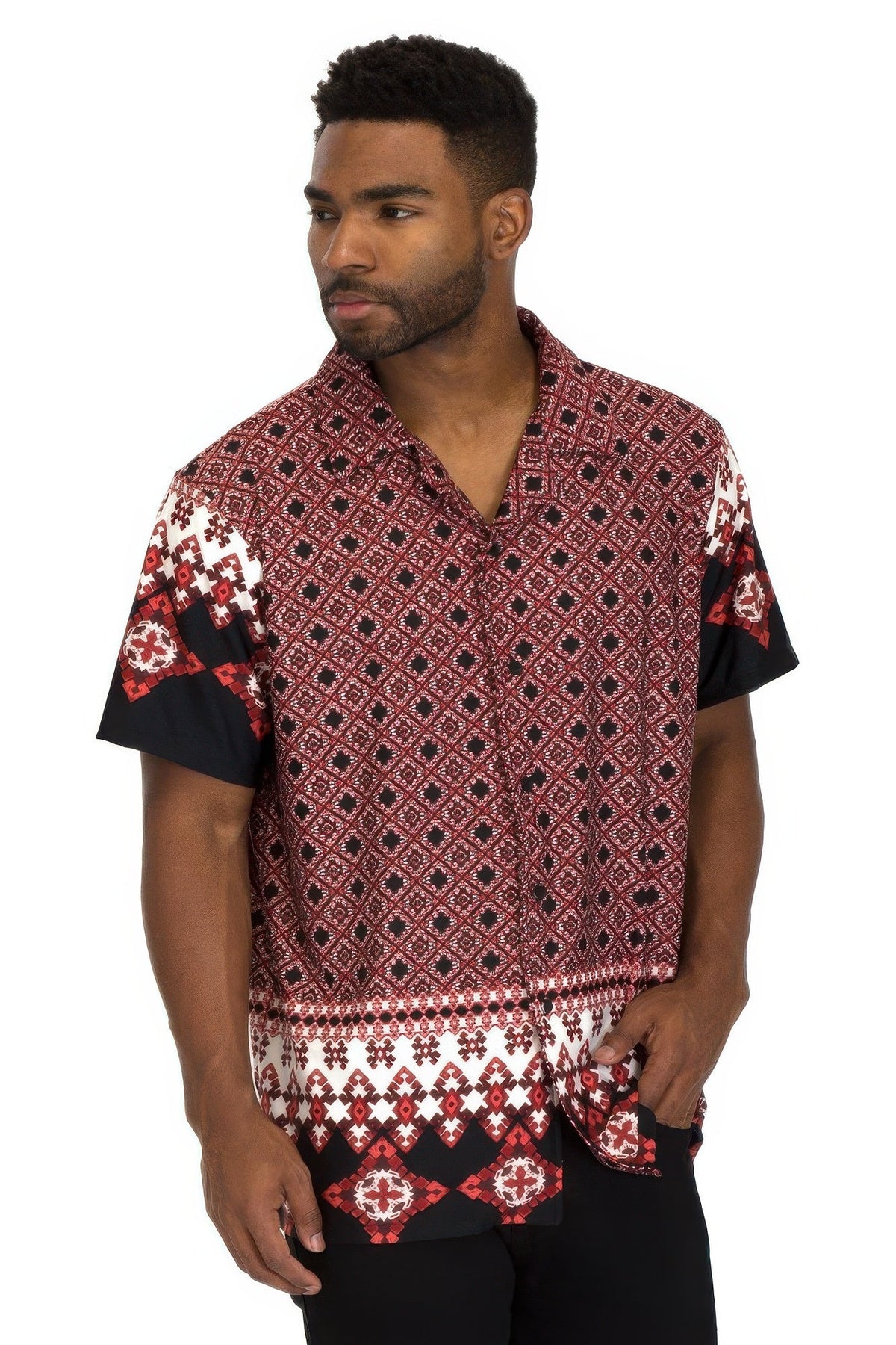 Cuban Collar Cut Button Down Shirt