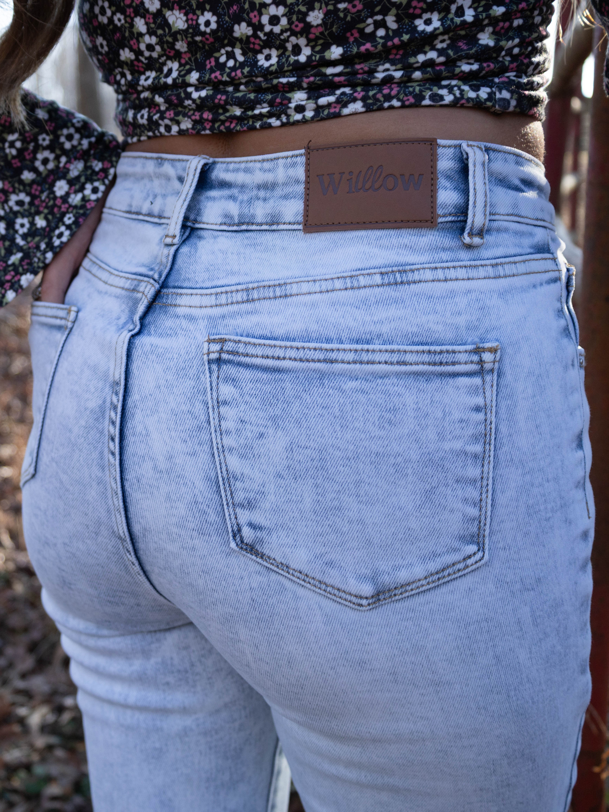 Lucy Asymmetrical Distressed Flare Jeans