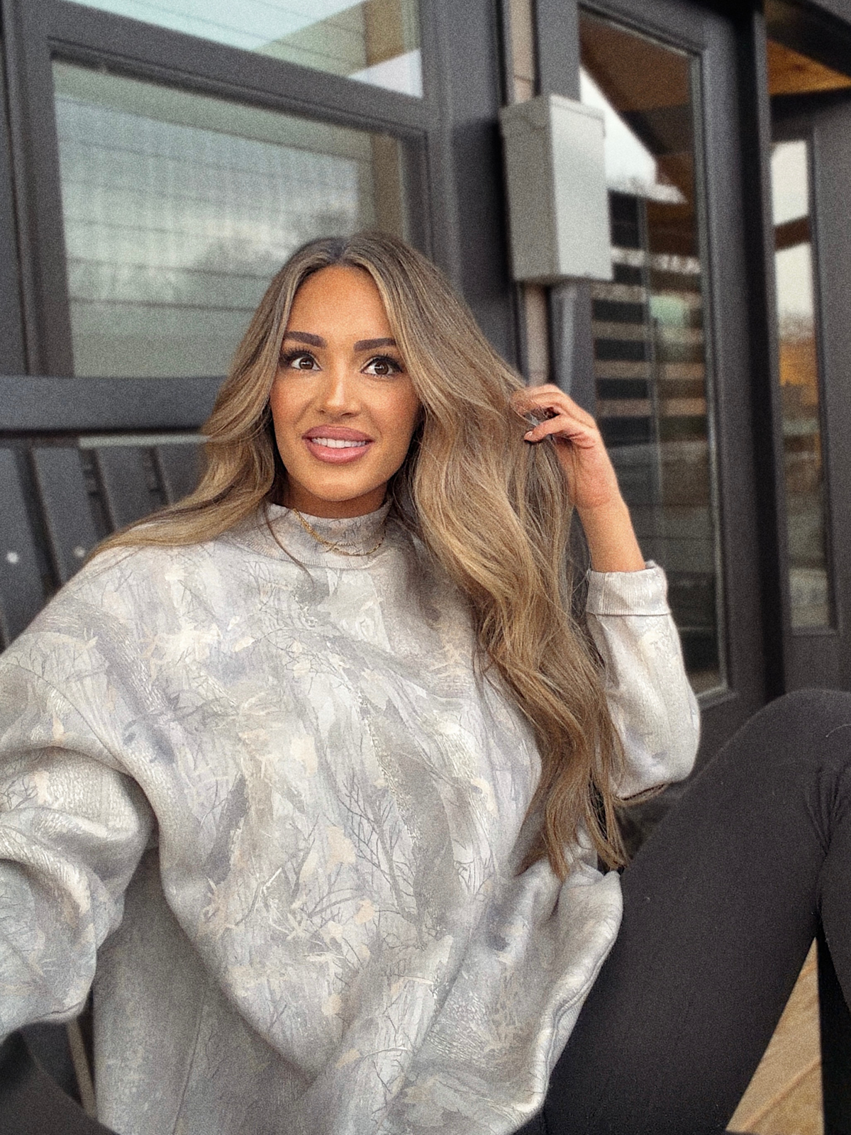 Tilly Oversized Light Camo Mockneck Crew