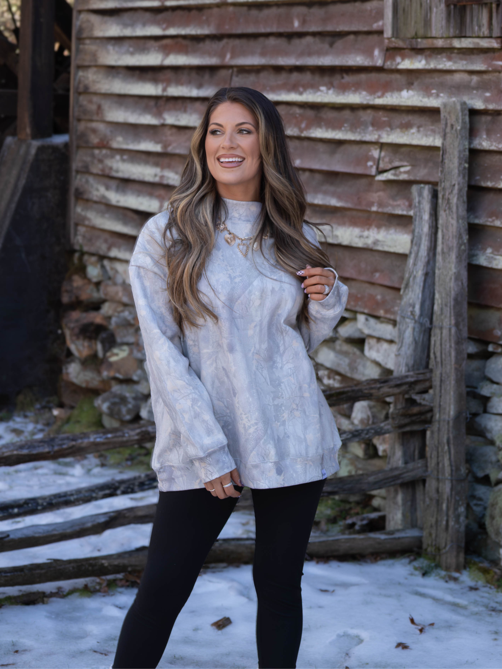 Tilly Oversized Light Camo Mockneck Crew
