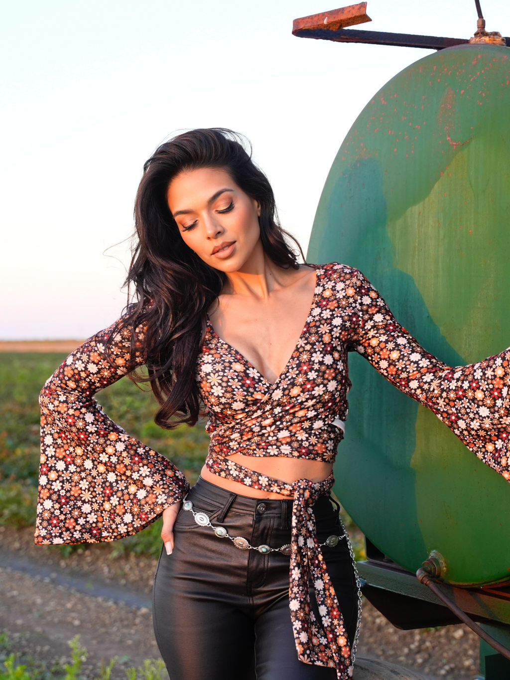 Woodstock Floral Bell Sleeve Wrap Top - ALL COLORS